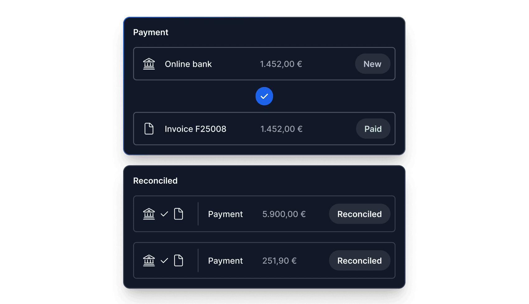 Reglas de conciliación bancaria