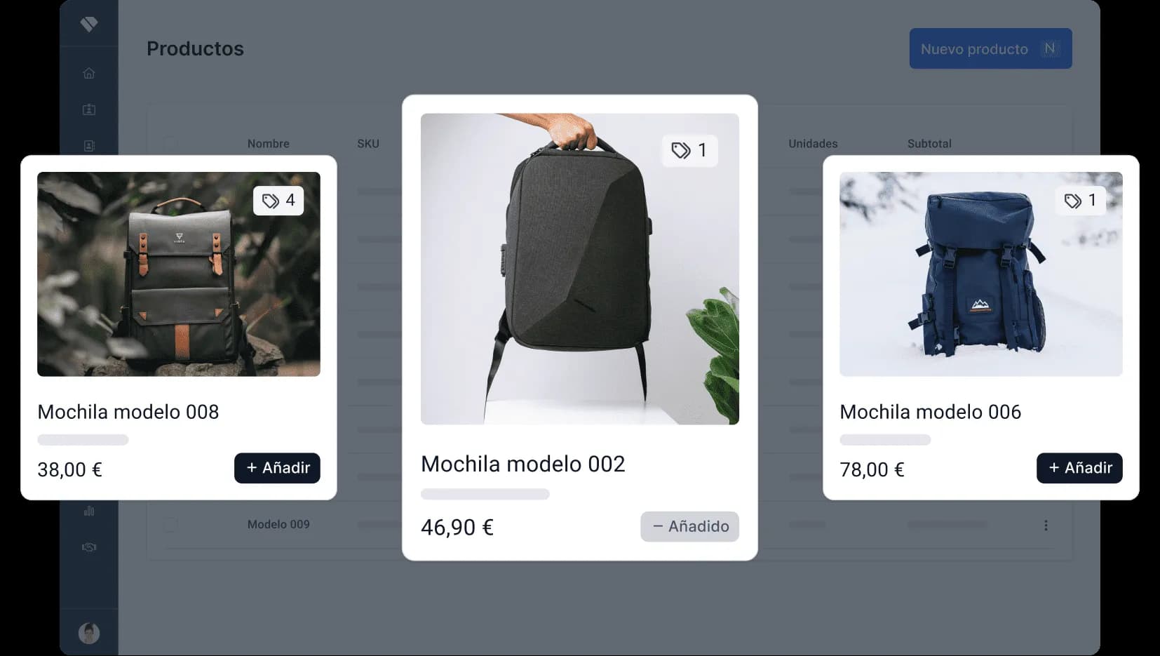 Añade los productos