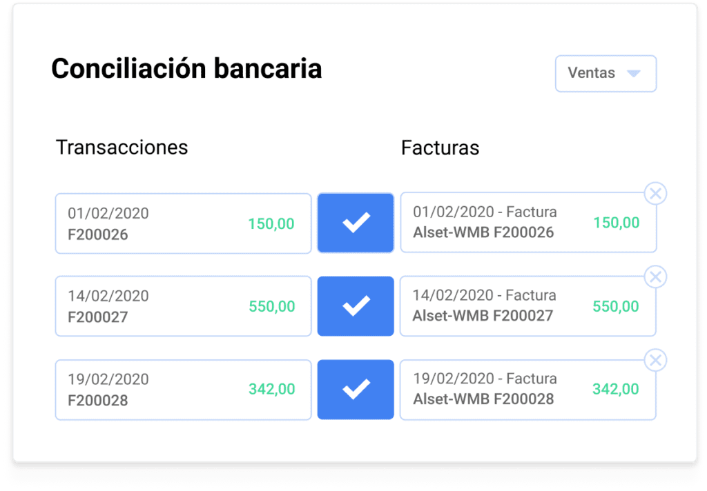 imagen del widget de contabilidad - conciliación bancaria