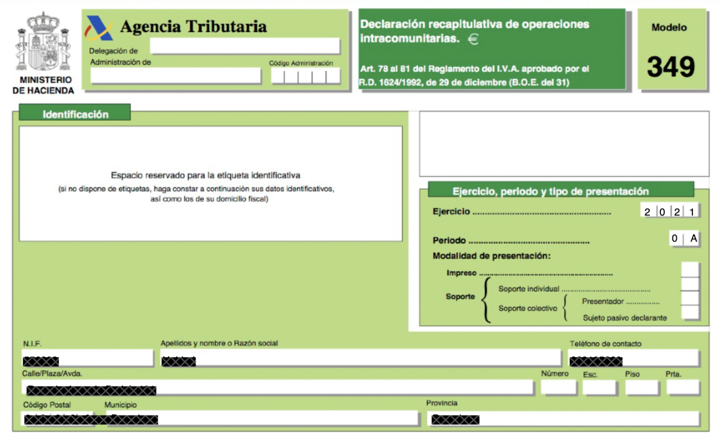 Ejemplo del Modelo 349 para presentar el VAT
