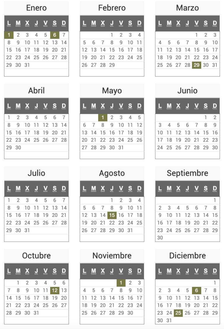 Calendario laboral 2024 festivos nacionales y puentes