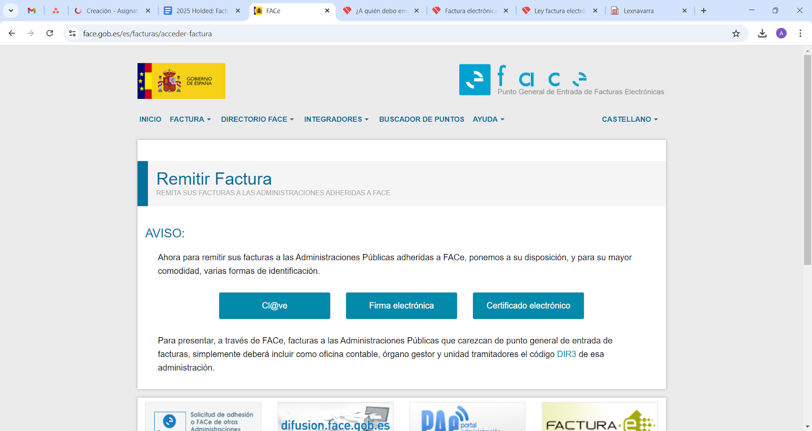 página web de FACe